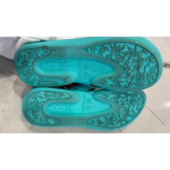 Oka-B Beach/Pool Flip Flops Comfort Flats/Teal/ M/L  8-9 Studded Starfish - Picture 9 of 9